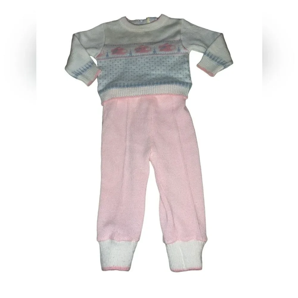 Vintage 3 piece kawaii‎ knit bunny outfit size 12 months